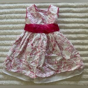 GEORGE Baby Girl Pink/White Tie-Back Lined Sleeveless Dress- Size 24M